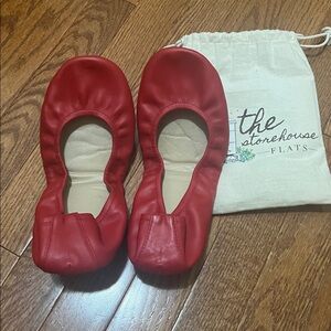 Beautiful Red Flats with Pouch